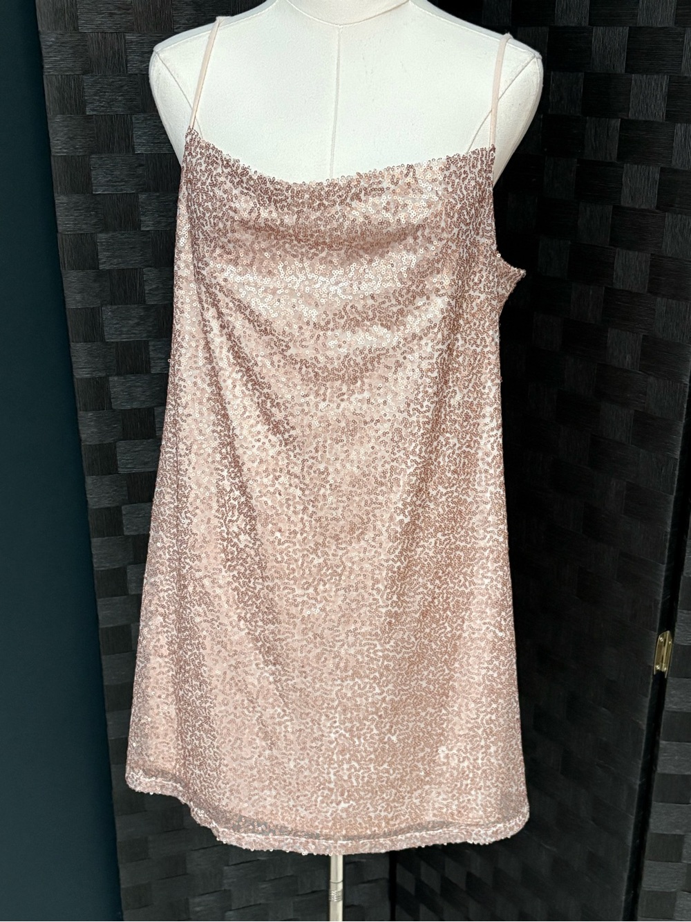 American Eagle Outfitters pink sequin slip mini dress